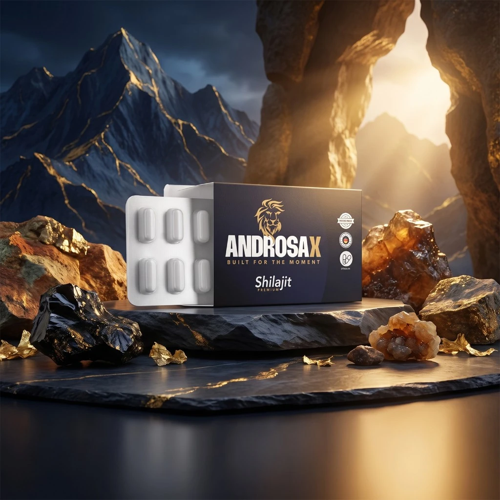 Androsax Shilajit Premium – Produktbox mit Kapseln, Built for the Moment